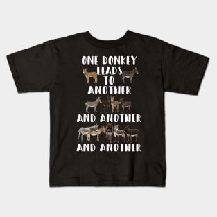 one donkey leads to another and another Kids T-Shirt